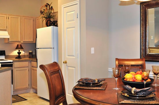 Champion Lake Apartments Open Model Dining Room Looking into Kitchen