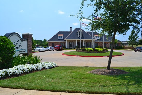 Westlake far away view of front office building with circle driveway