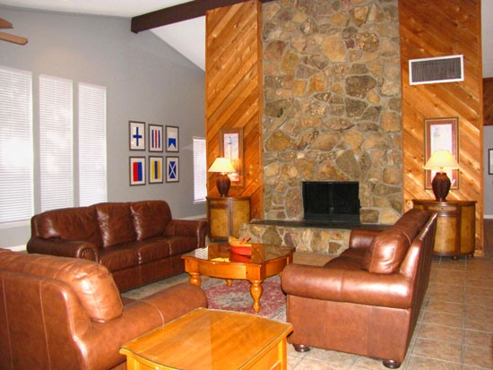 Pier Landing look at second living room area with big fireplace