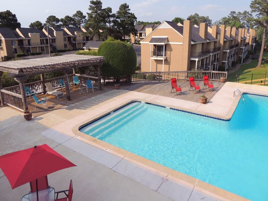 Chimney Hill Apartments Overlook Of Big Pool, From Second Floor Balcony