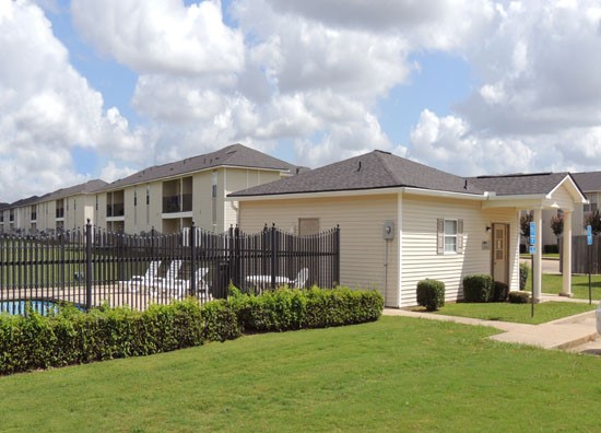 Fox Creek Apartments gated pool right next to front office