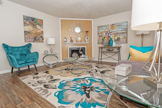 The_Drake-Apartments-model-living-fireplace