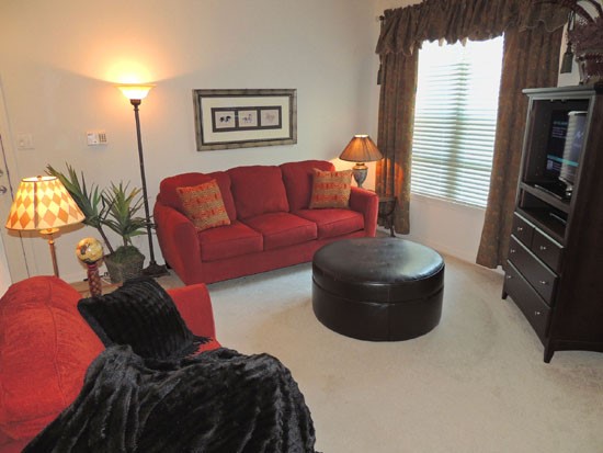 La Crosse Apartments open model living room with window