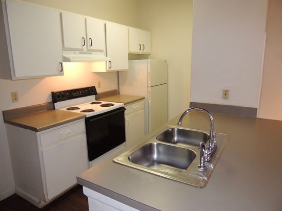 Lee Hardware interior of apartment, model of modern kitchen with island