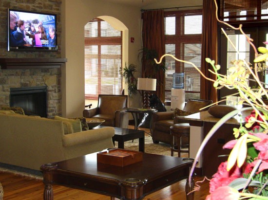 Springridge interior of clubhouse with living space area and tv