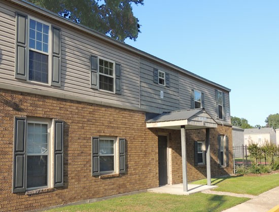 Woodland Terrance Apartments front side view of two story apartment buildings