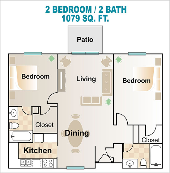 Riva del Lago by Mattamy 783 Floorplan 2 bed & 2 bath